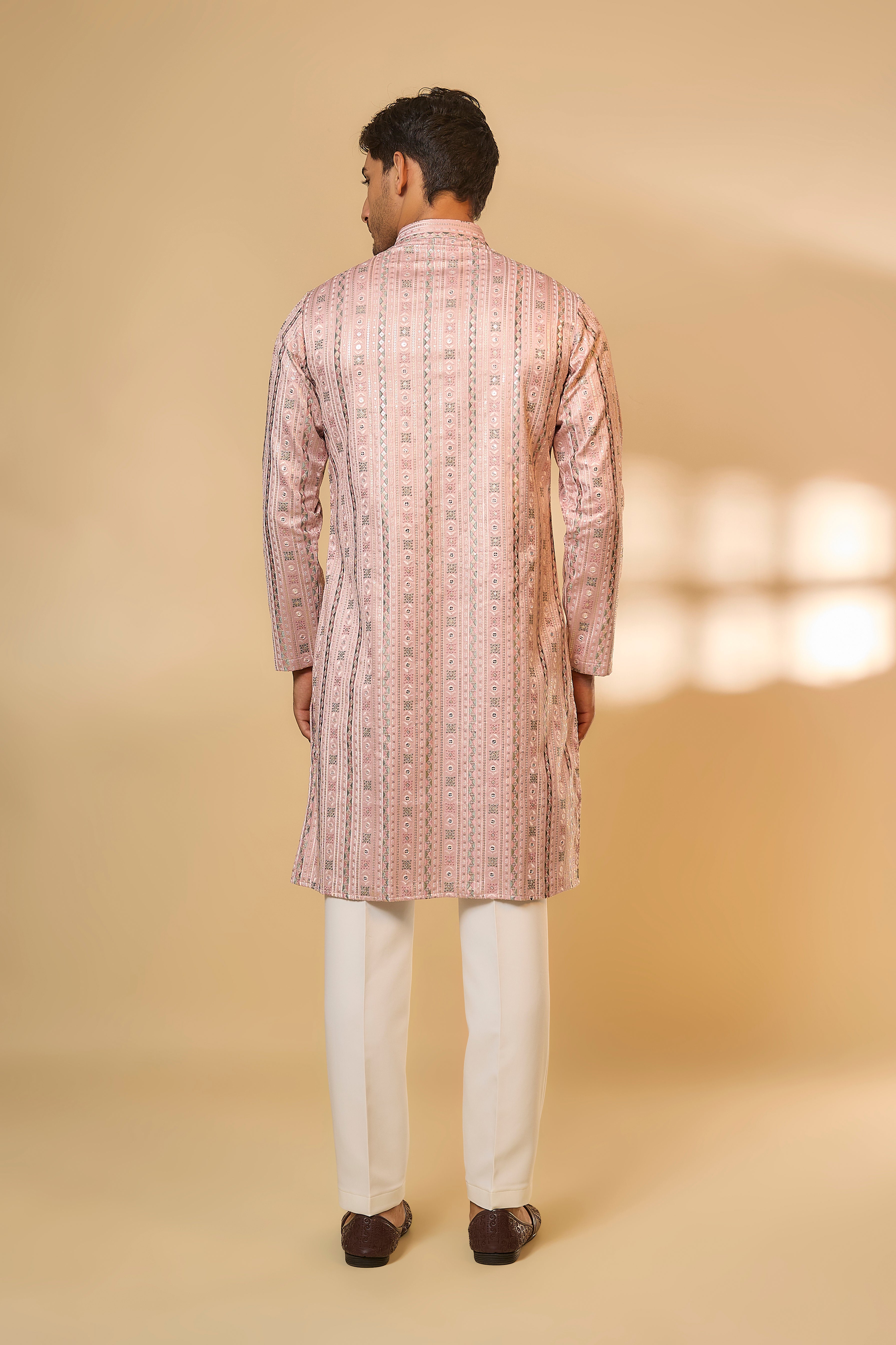 Pink Malai Cotton Silk Machine Embroidered Kurta Set