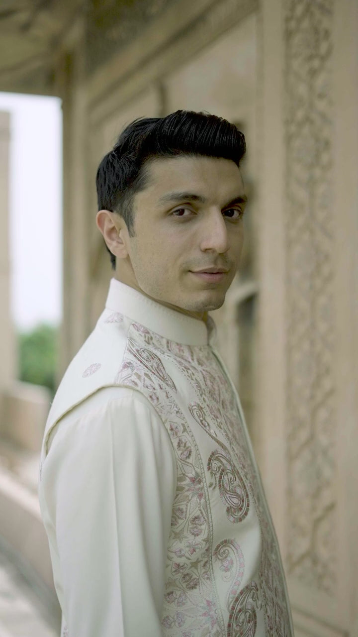 Ivory Royale Embroidered Waistcoat Kurta Set