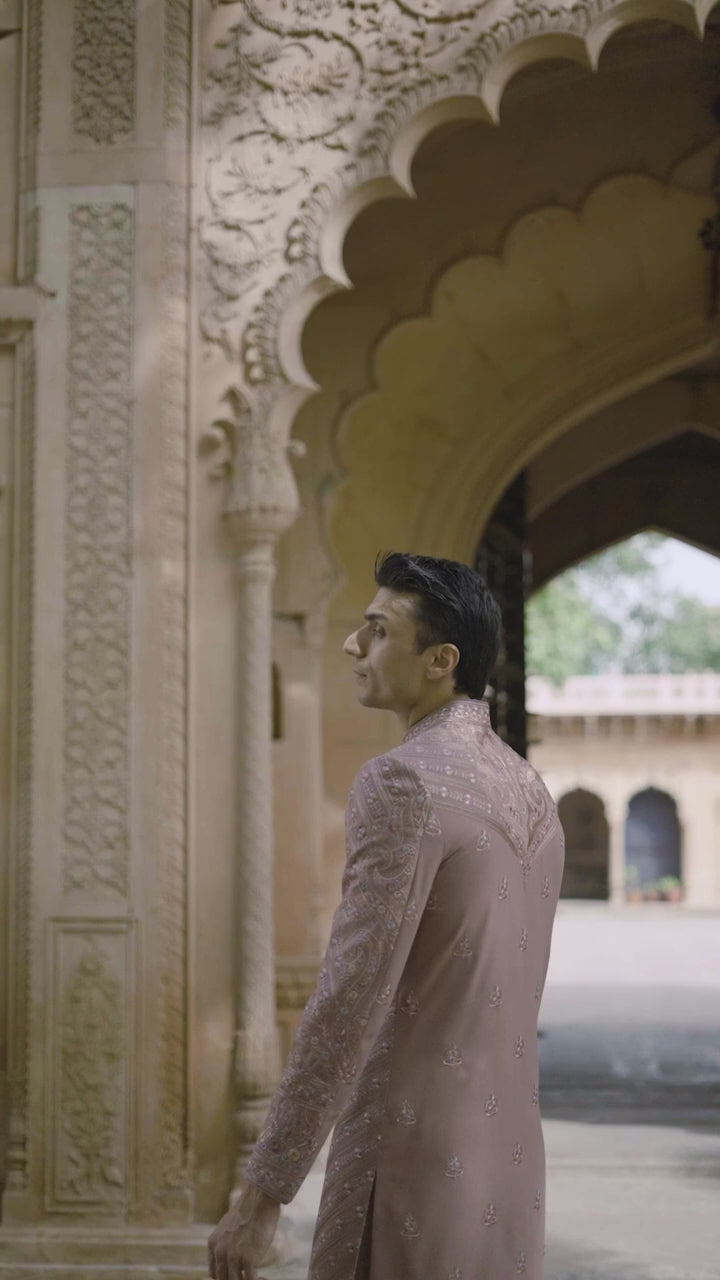 Dusty Rose Regal Embroidered Sherwani