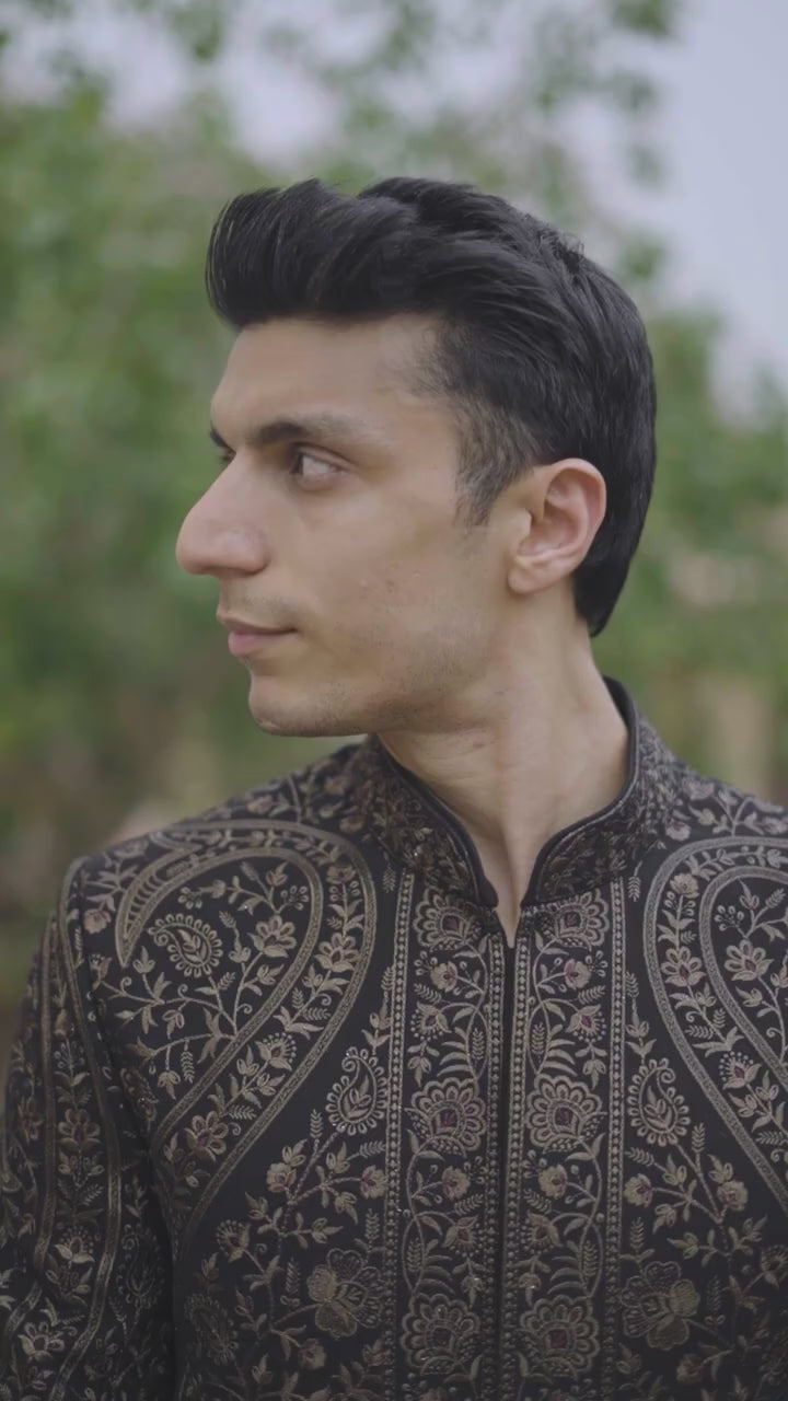 Midnight Regal Embroidered Sherwani