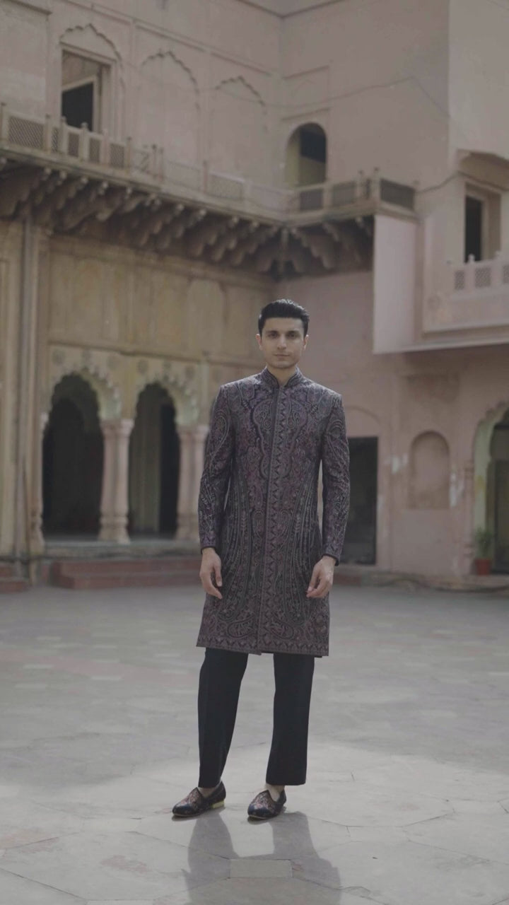 Royal Navy Paisley Embroidered Sherwani